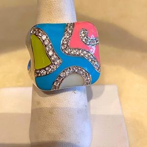 Enamel and cz ring